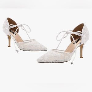 NEW IN BOX White Lace Heels